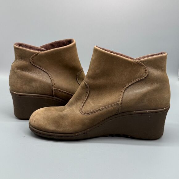 KEEN Akita Women's 8.5 Brown Ankle Boots Wedge Heel Slip-On Round Toe Comfort - Picture 10 of 12